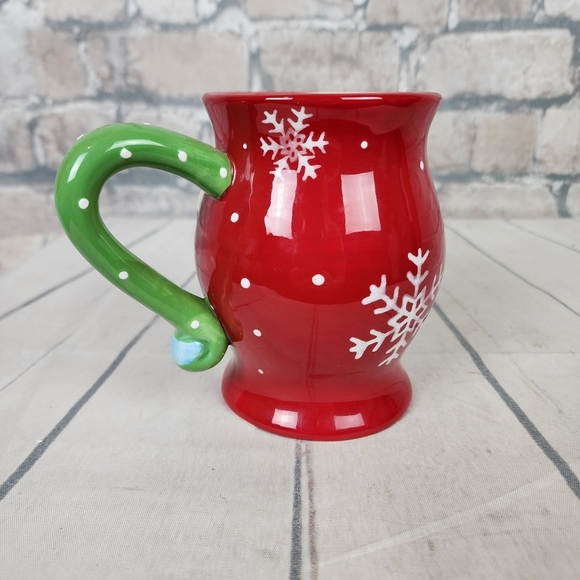 Pier 1 Imports Jolly Holiday Snowman 3D Mug Red Green Handpainted 16oz - Picture 4 of 15